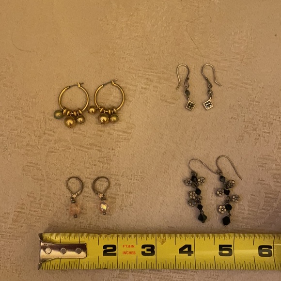 Vintage 1990s beaded pierces earrings lot, mixed metals and beads, fun designs - Picture 6 of 7